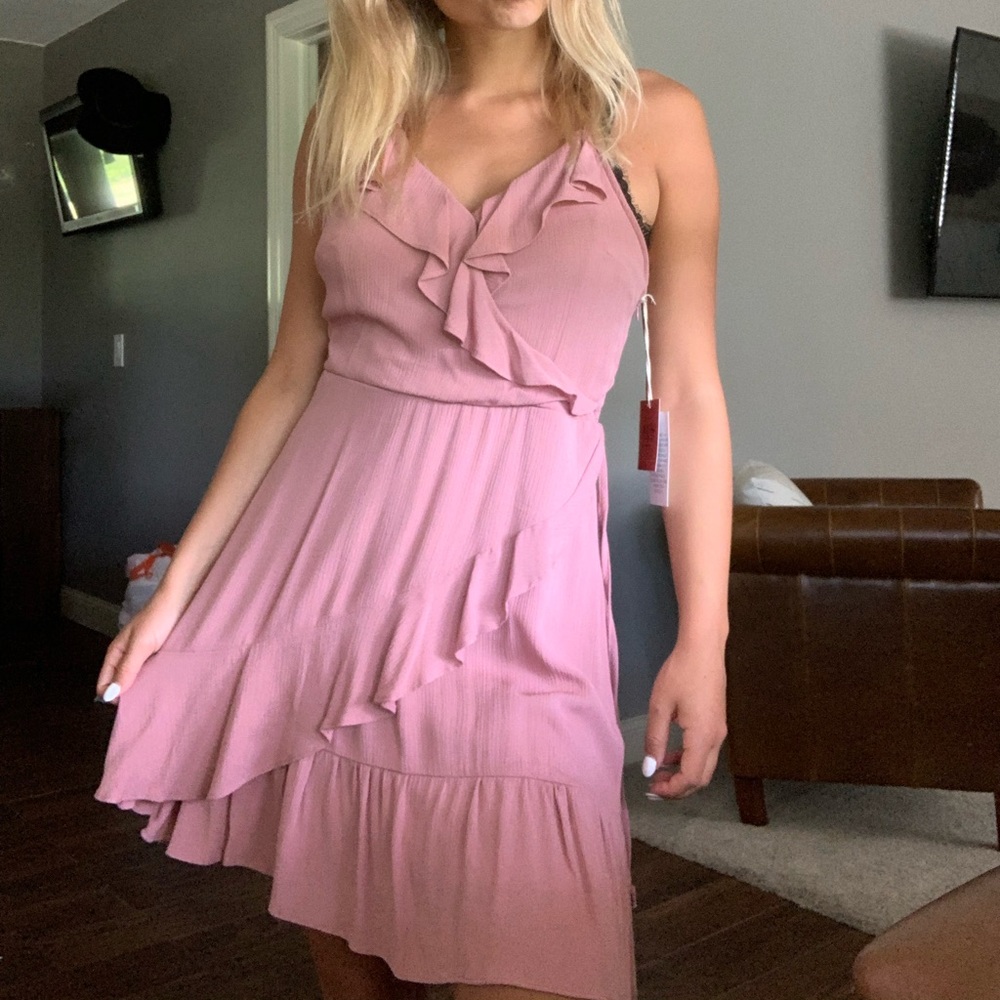 pink ruffle dress